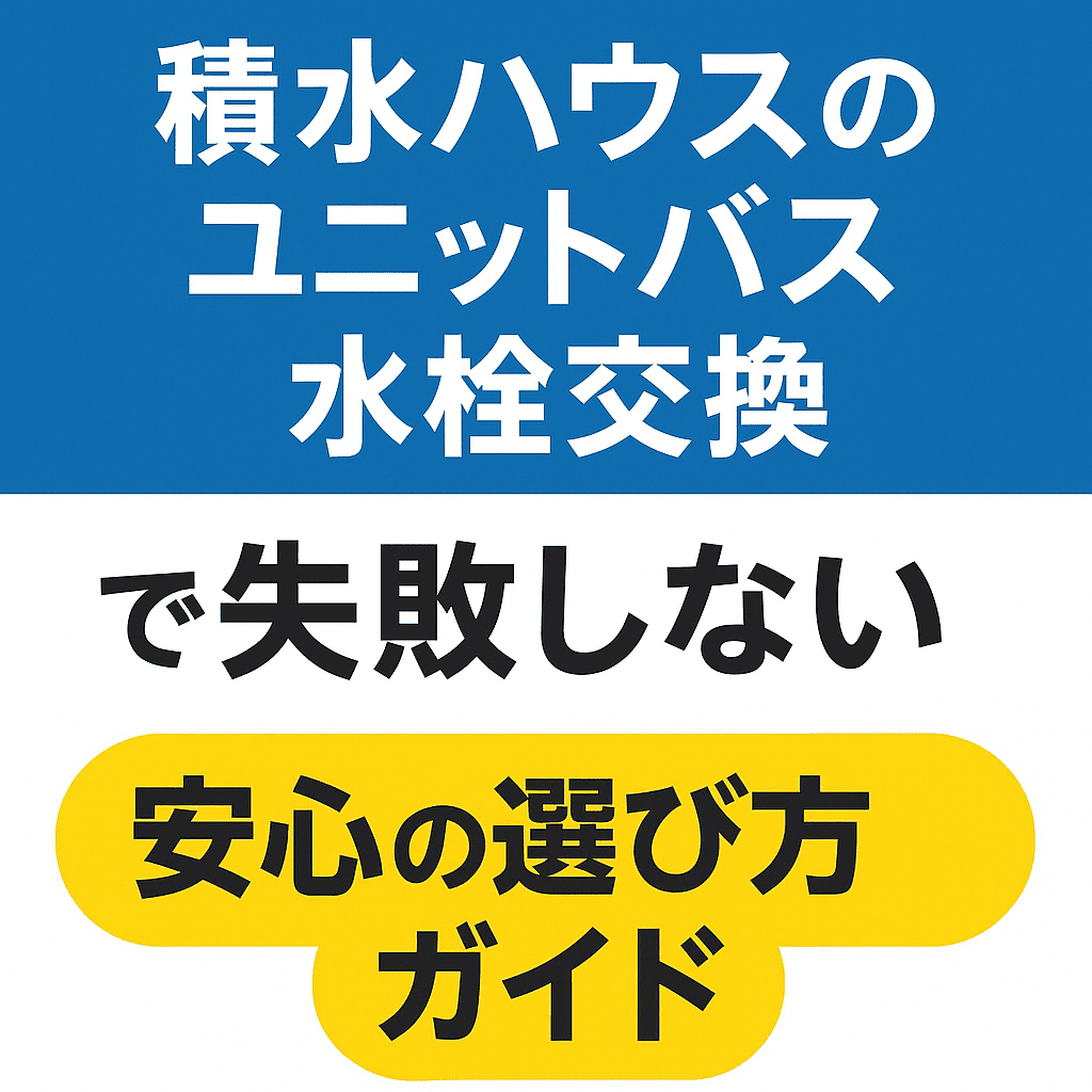 積水ハウスのユニットバス水栓交換で失敗しない安心の選び方ガイド