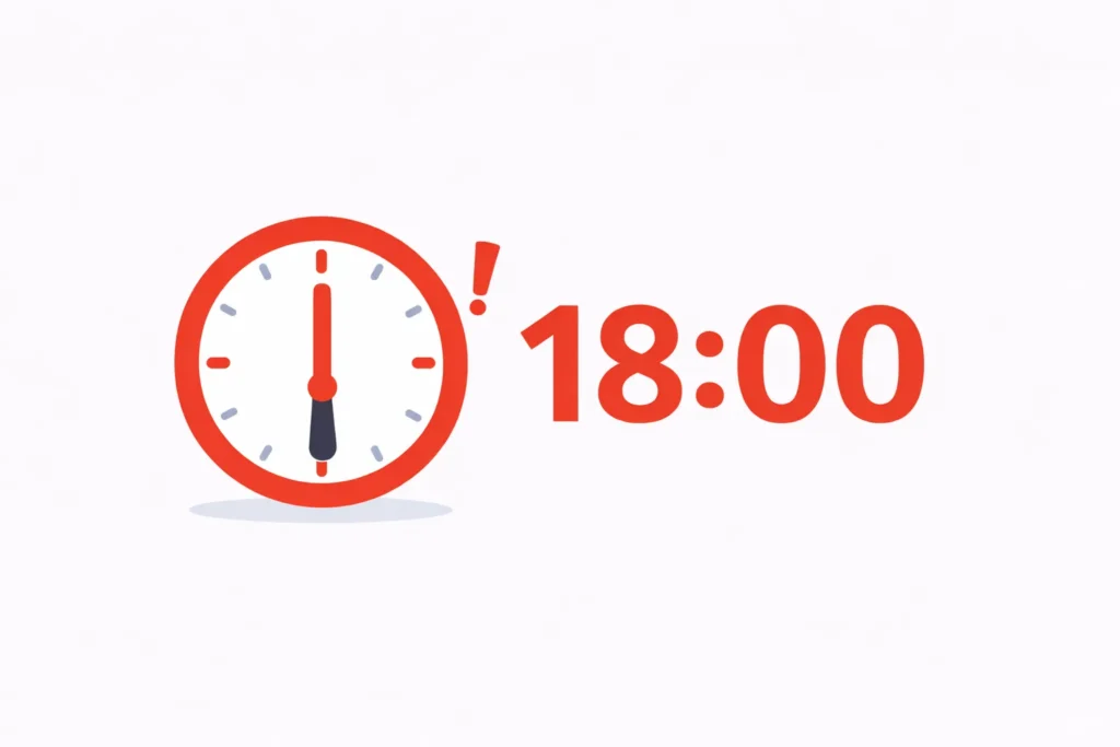 ポケパーク先着販売は18時開始であることを示す時計アイコン